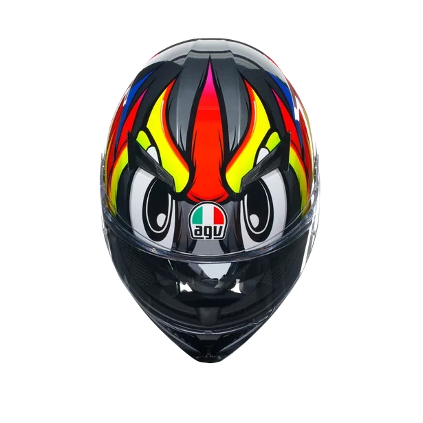 Capacete AGV K3 Birdy 2.0 Cinza/Amarelo/Vermelho - Spinelli Motos
